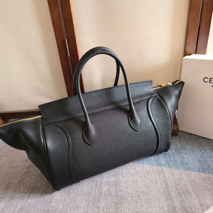 Celine 2026 Small Luggage Black Shiny Lambskin