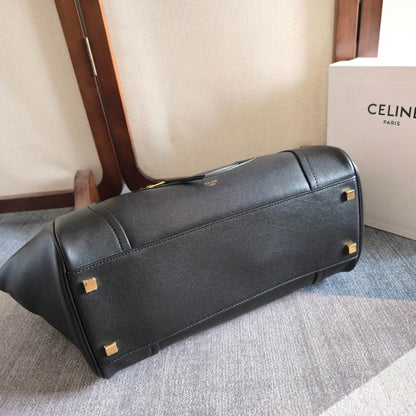 Celine 2026 Small Luggage Black Shiny Lambskin