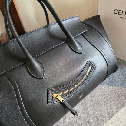 Celine 2026 Small Luggage Black Shiny Lambskin