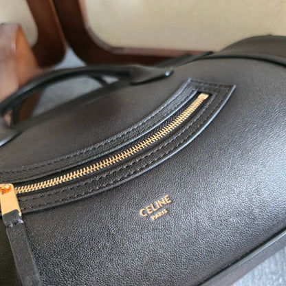 Celine 2026 Small Luggage Black Shiny Lambskin