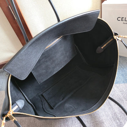 Celine 2026 Small Luggage Black Shiny Lambskin