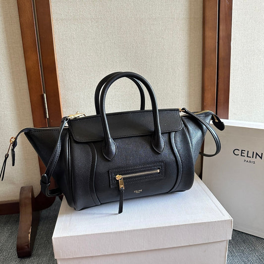 Celine Small Smiling New Luggage Black Lambskin