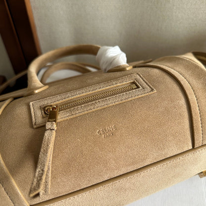 Celine Small Smiling New Luggage Light Khahi Suede