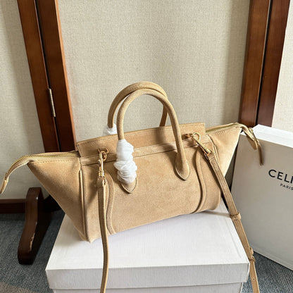Celine Small Smiling New Luggage Light Khahi Suede