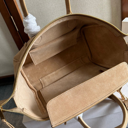Celine Small Smiling New Luggage Light Khahi Suede