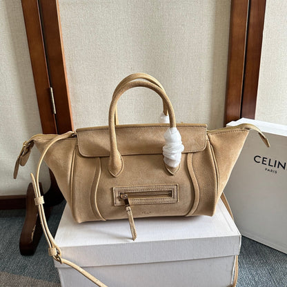 Celine Small Smiling New Luggage Light Khahi Suede