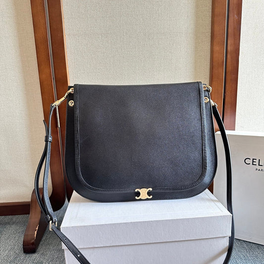 Celine Besace Soft Triomphe Bag Black Lambskin