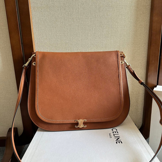 Celine Besace Soft Triomphe Bag Brown Lambskin