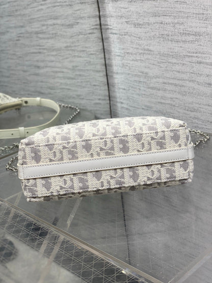 Dior 2026 Diorling 19cm Bag White Grey Cotton Calfskin 289144