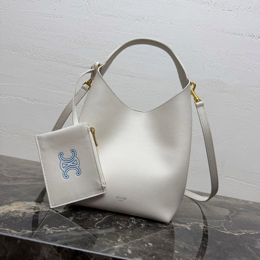 Celine Small Hobo White Supple Smooth Calfskin