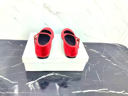 Celine 25 Eve Triomphe Ballet Flat Red Velvet 547725