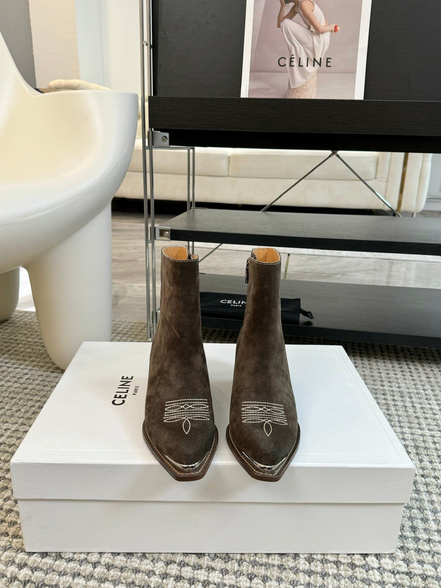 ANKLE BOOTS 45 MM IN COFFEE SUEDE