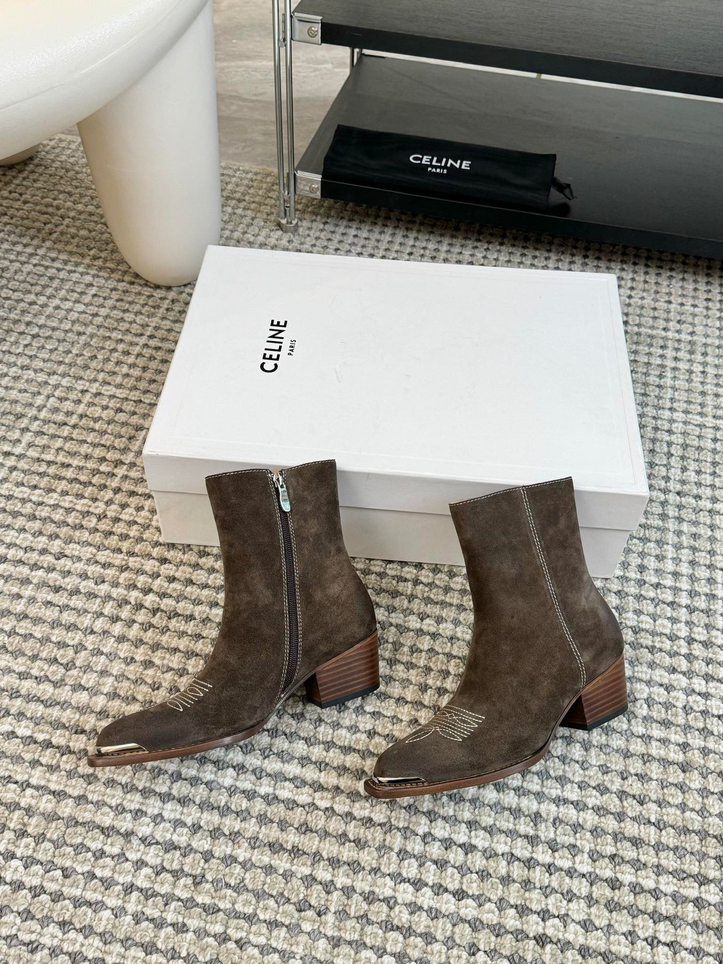 ANKLE BOOTS 45 MM IN COFFEE SUEDE