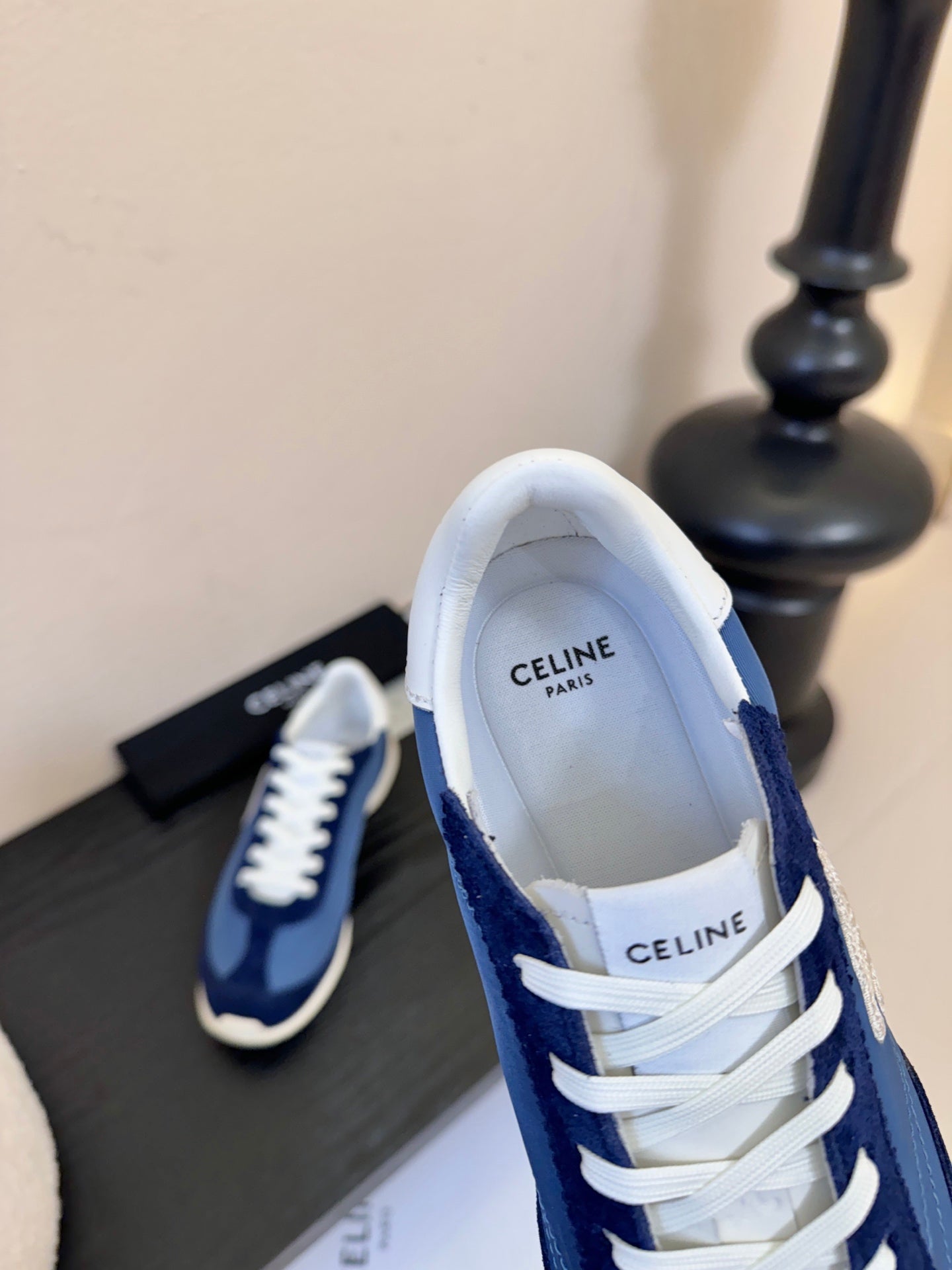 Celine Racer Low Top Sneaker Blue Suede Calfskin 606411