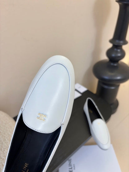 Celine Aura Loafer White Goatskin 606415