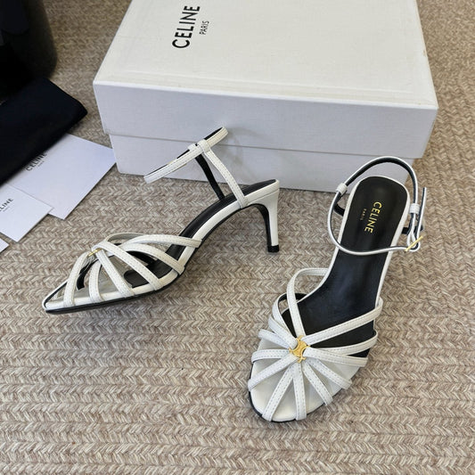 Celine Triomphe Sandal 6.5cm White Lambskin 835890