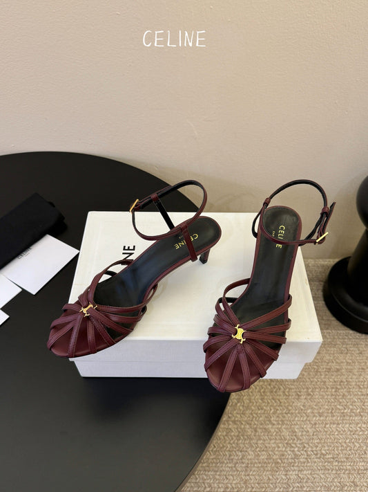 Celine Triomphe Sandal 6.5cm Coffee Lambskin 835891