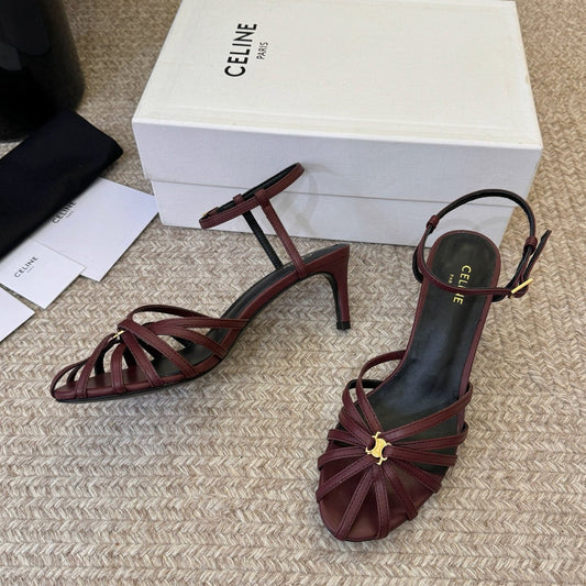 Celine Triomphe Sandal 6.5cm Coffee Lambskin 835891
