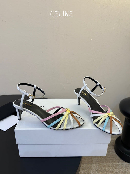 Celine Triomphe Sandal 6.5cm Multicolor Lambskin 835892