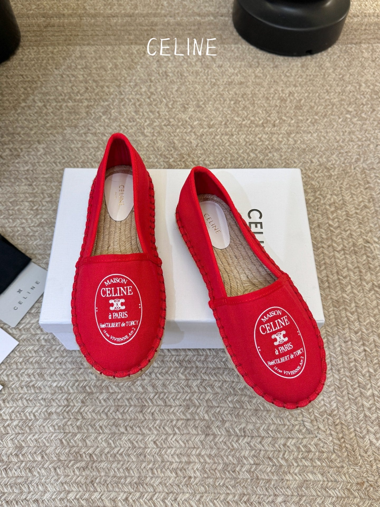 Celine Maison Espadrilles Red Canvas 835906