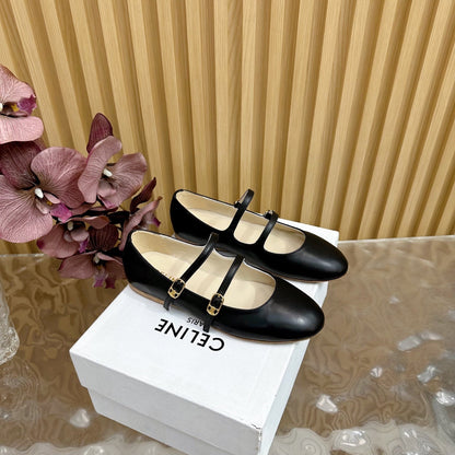 CL Les Ballerines Double Strap Ballerina In Black Lambskin 313785