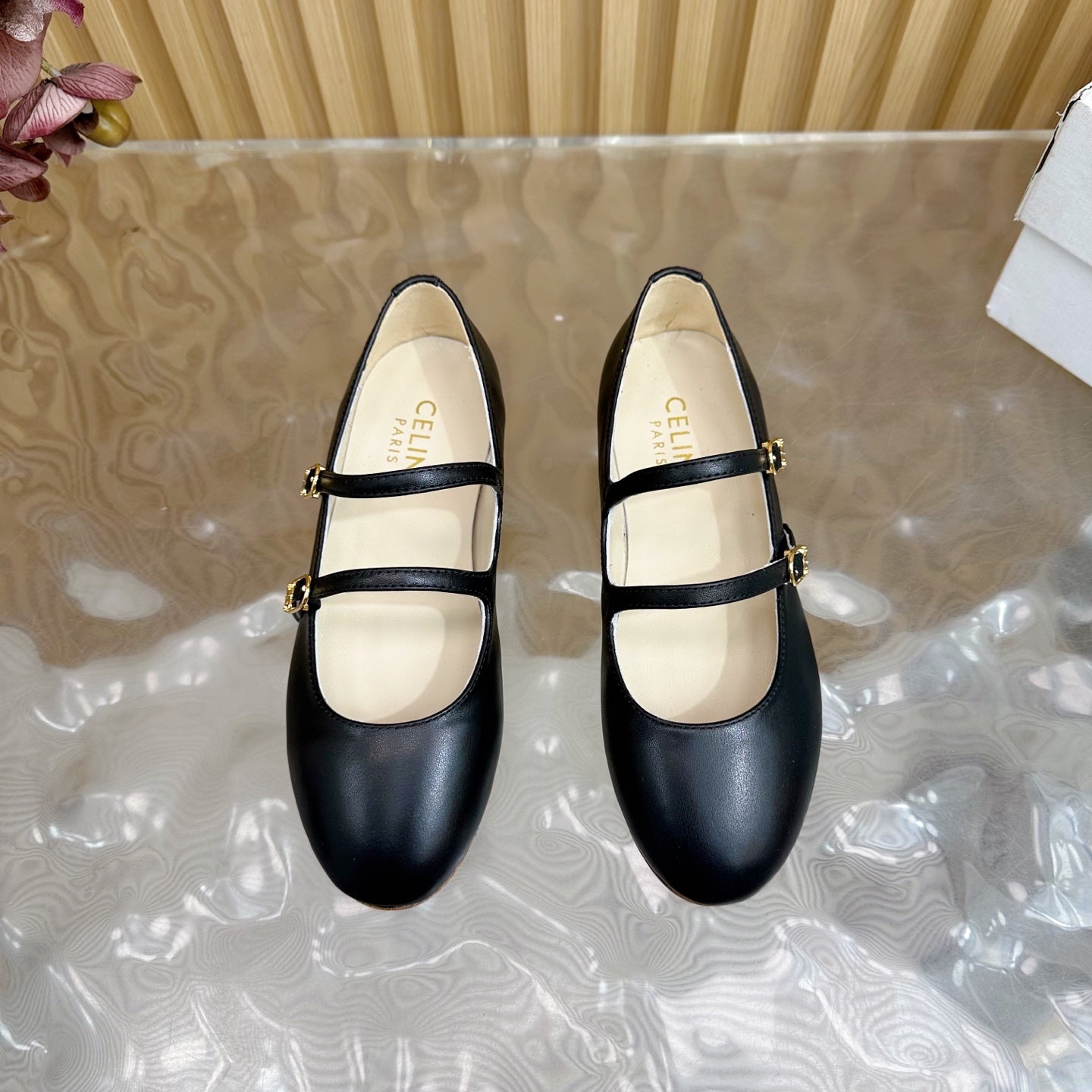 CL Les Ballerines Double Strap Ballerina In Black Lambskin 313785