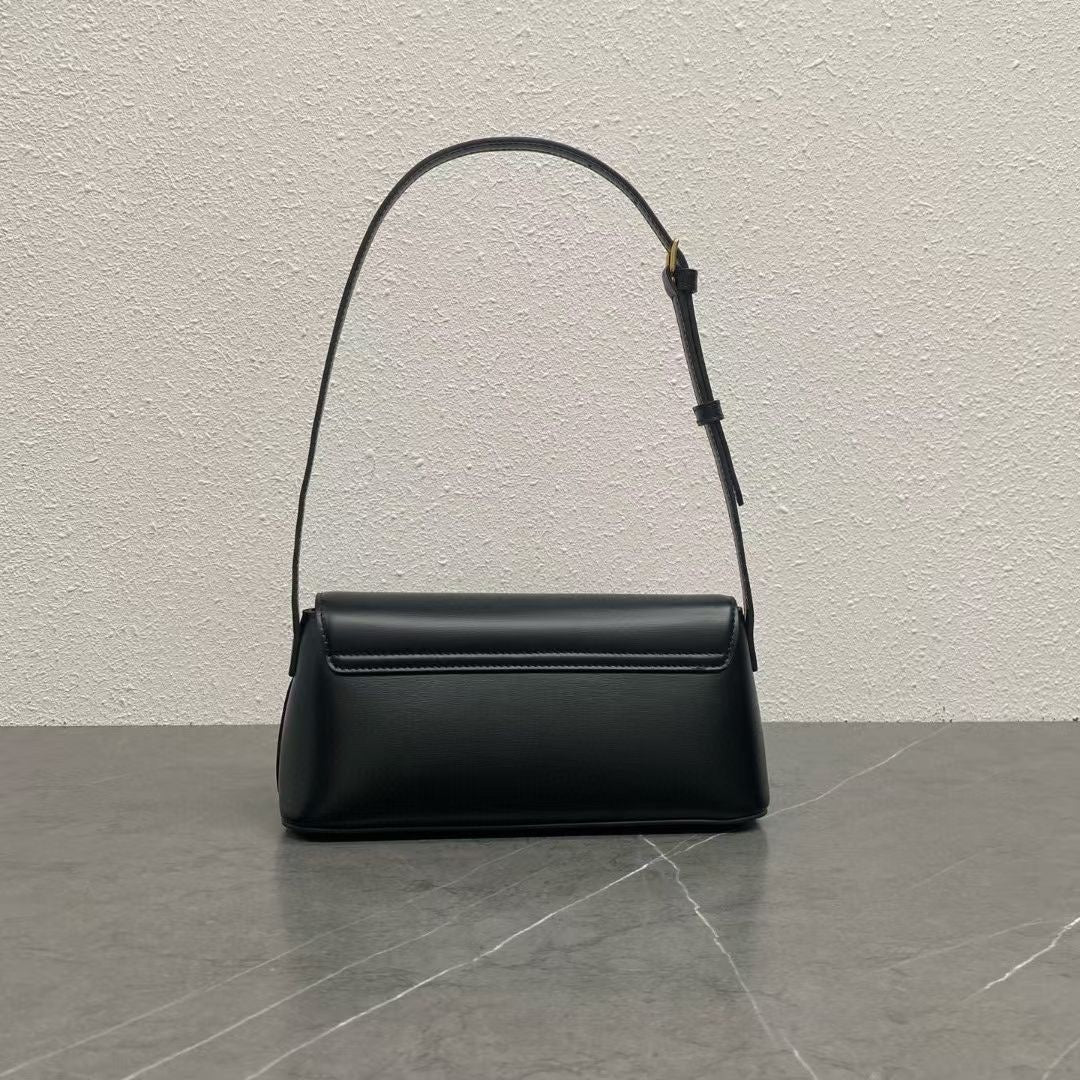Celine 25CE Diane Shoulder Bag Black Glossy Leather