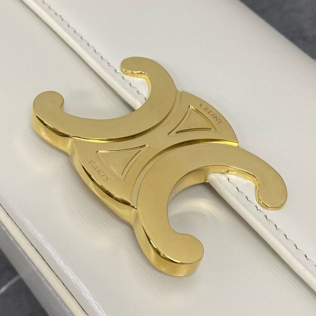 Celine 25CE Diane Shoulder Bag White Glossy Leather