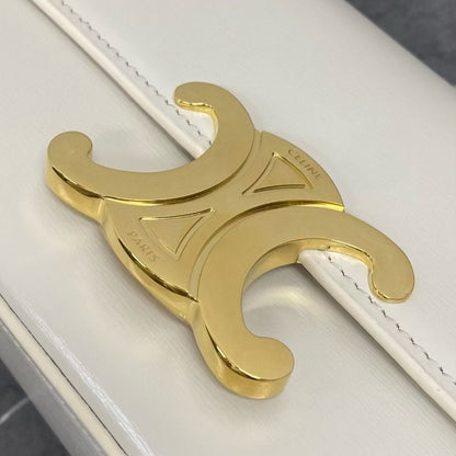 Celine 25CE Diane Shoulder Bag White Glossy Leather