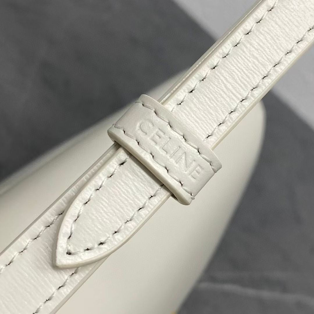 Celine 25CE Diane Shoulder Bag White Glossy Leather