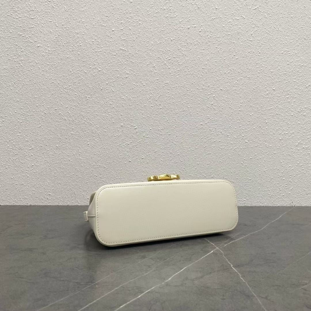 Celine 25CE Diane Shoulder Bag White Glossy Leather