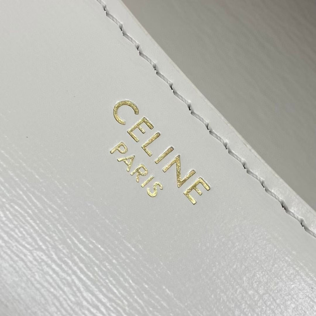 Celine 25CE Diane Shoulder Bag White Glossy Leather