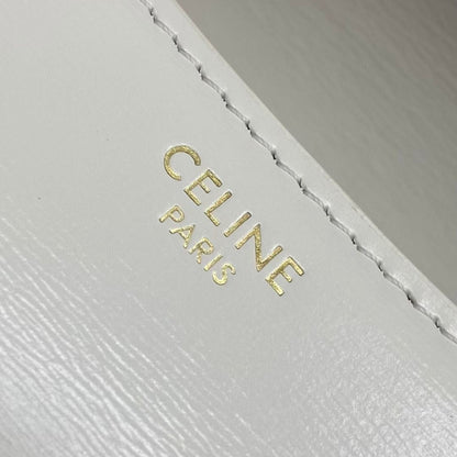 Celine 25CE Diane Shoulder Bag White Glossy Leather