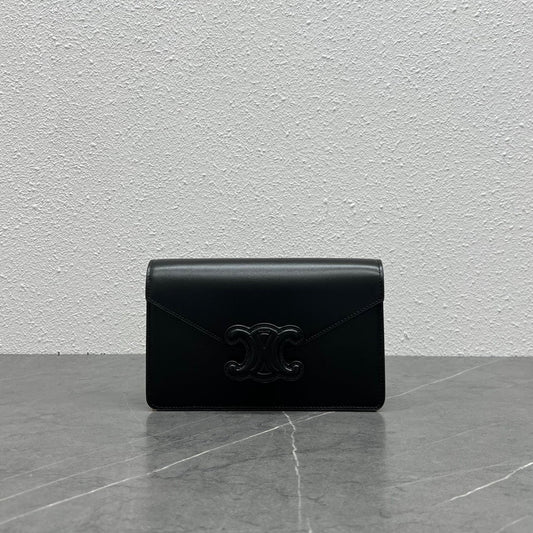 Celine WOC Triomphe Black Cowhide