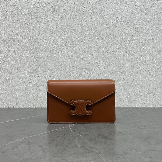 Celine WOC Triomphe Brown Cowhide
