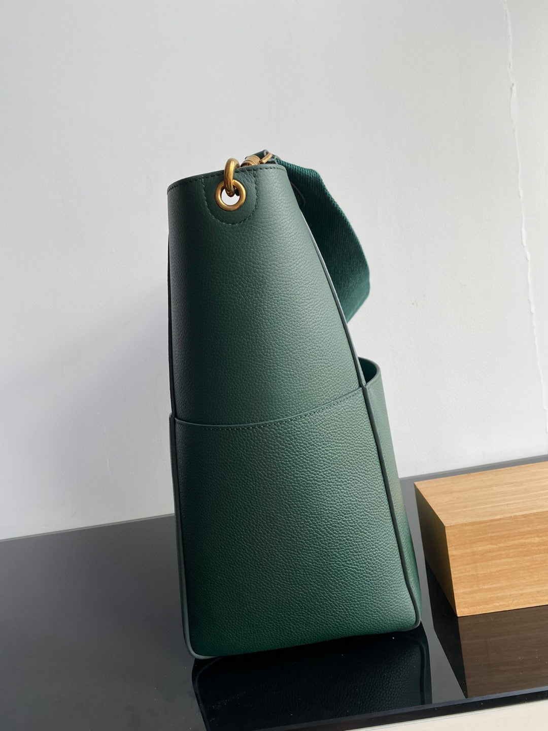 SANGLE SEAU BUCKET 25 BAG GREEN FOREST CALFSKIN