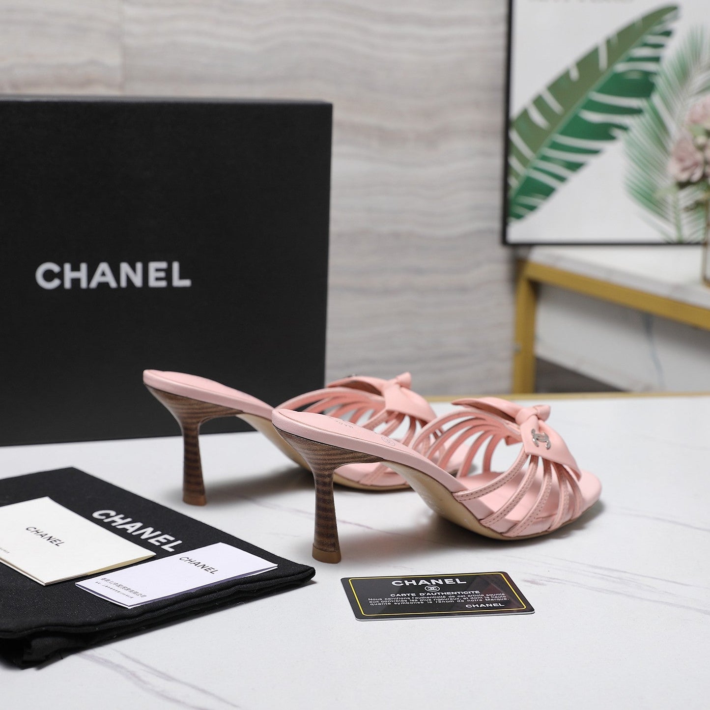 Chanel 2026 High-heeled Sandals With Delicate Bow 80mm Pink Cowhide 758429