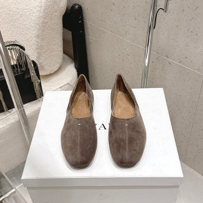 Celine 26s Flat Shoes In Toffee Brown Suede