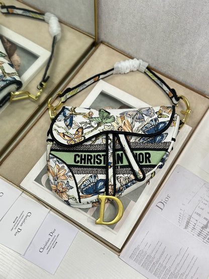 Dior 2026 Colorful Butterfly Saddle Bag 25.5cm Canvas 289474