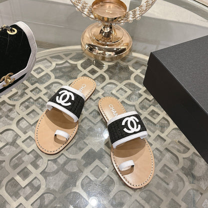 Chanel 2026 Newest Double C Slippers Leather Sheepskin 834459