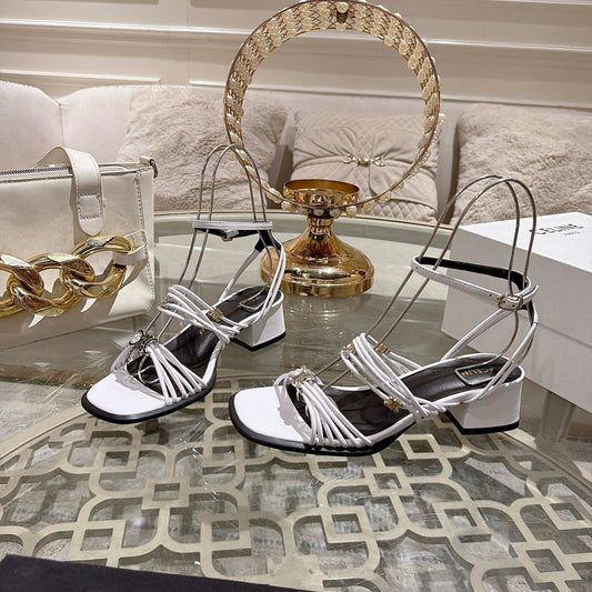 Celine Clémence Heeled Sandal 4cm White Sheepskin 941493
