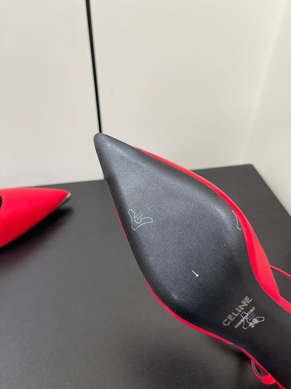 MORRAINE SLINGBACK PUMPS IN CHERRY RED CALFSKIN