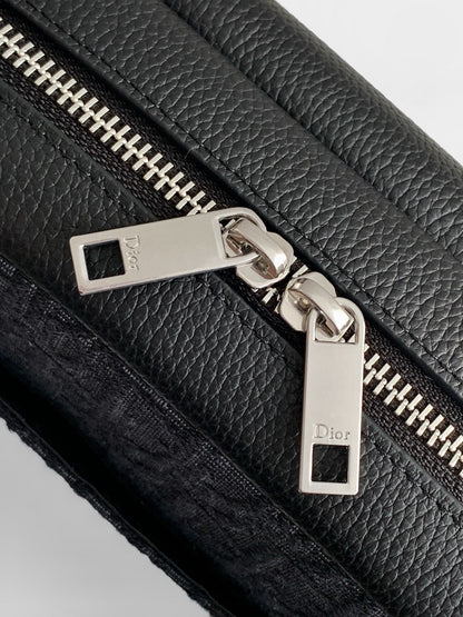 Dior 2026 Rider Zip-Up Messenger Bag 23cm Fabric And Grained Leather