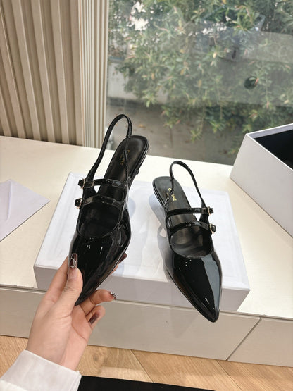 CELINE Slingback Black Patent Leather 285949