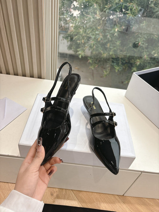 CELINE Slingback Black Snake Embossed Leather 285948