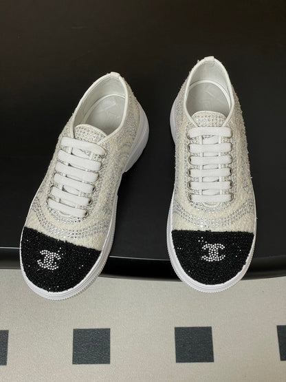 CC 26 Platform Sneaker White Sequin-embellished Leather 593346
