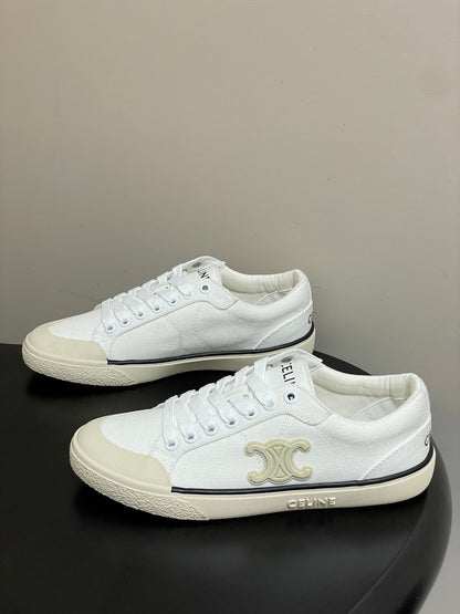 Celine Alan Sneakers White Ivory Canvas Rubber 701717