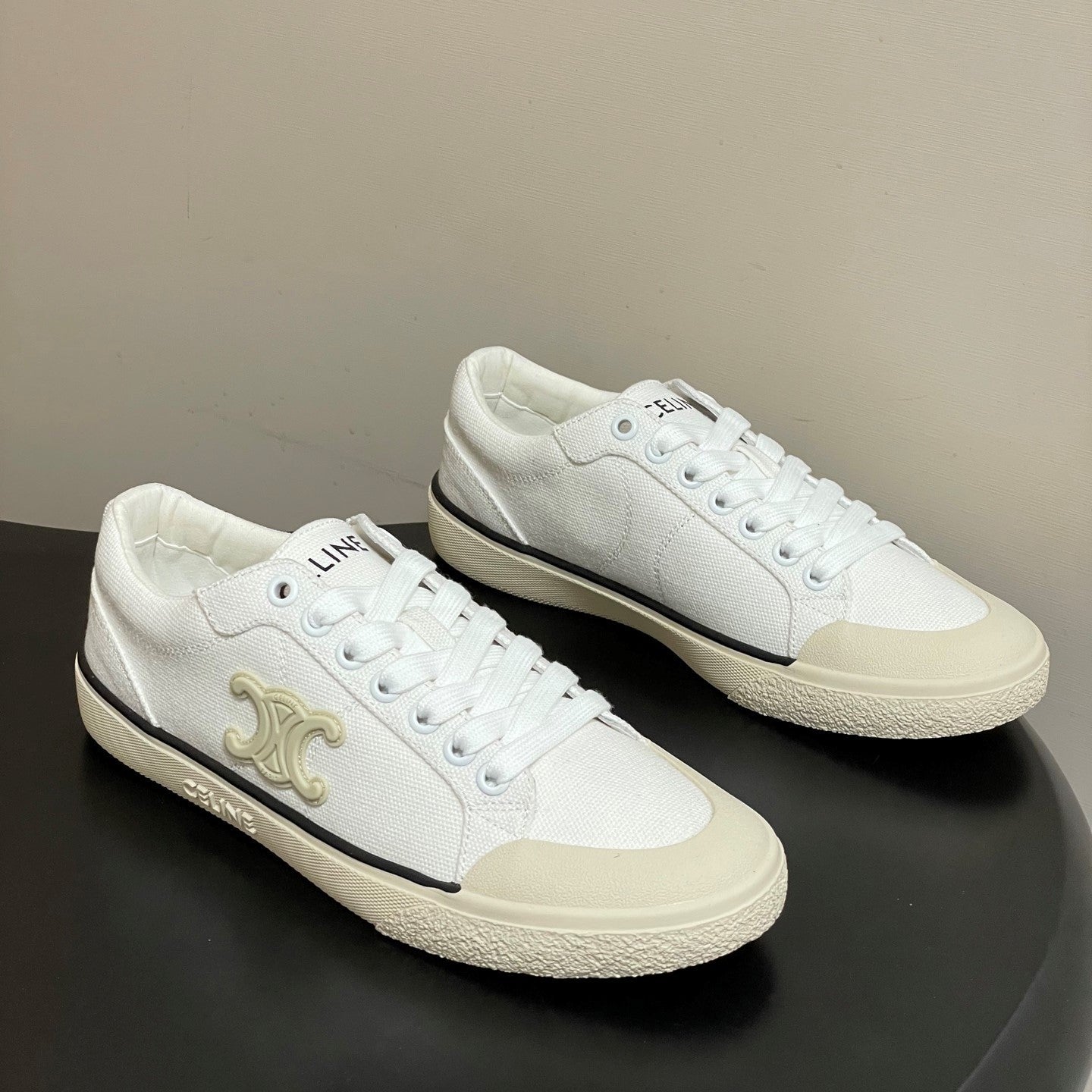 Celine Alan Sneakers White Ivory Canvas Rubber 701717