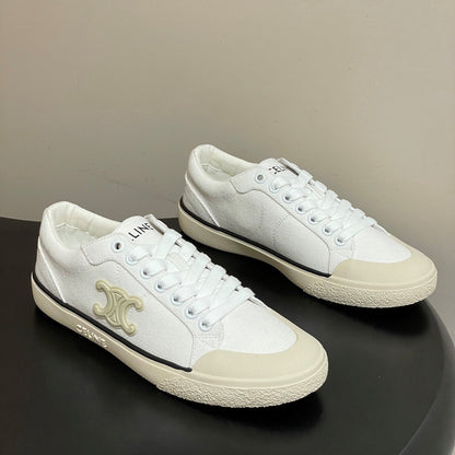 Celine Alan Sneakers White Ivory Canvas Rubber 701717