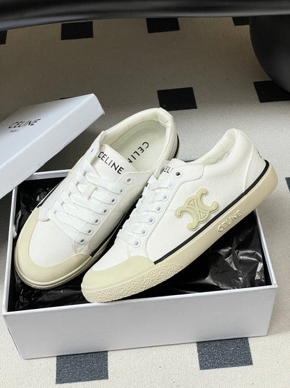 Celine Alan Sneakers White Ivory Canvas Rubber 701717